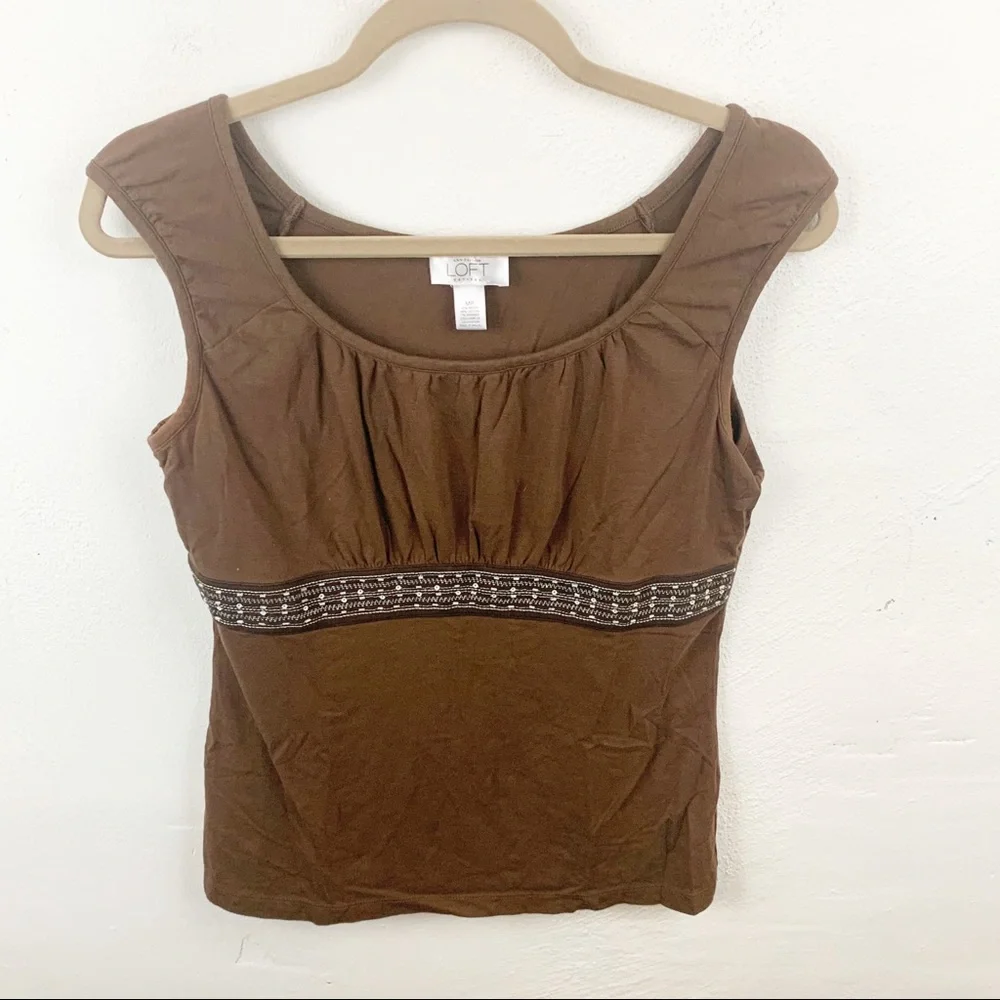 Ann Taylor Loft Petite Brown Womens Sleeveless Tank Size Medium